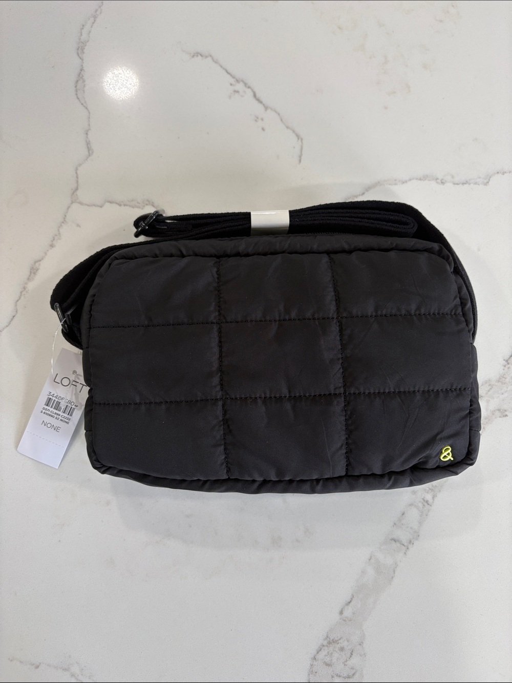LOFT Lou & Grey Black Nylon Quilted Crossbody Bag with Zip Closure